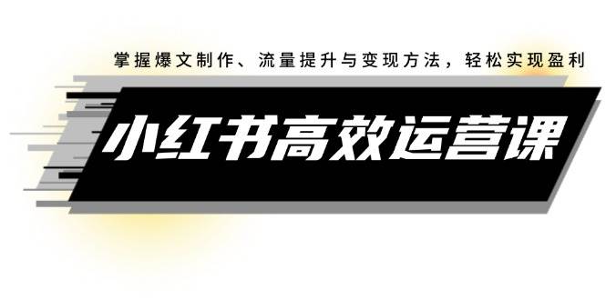 小红书高效运营课：掌握爆文制作、流量提升与变现方法，轻松实现盈利-晴沐网创  