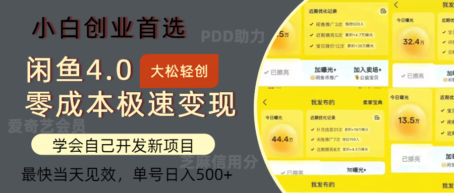 闲鱼0成本极速变现项目，多种变现方式，单号日入500+最新玩法-晴沐网创  