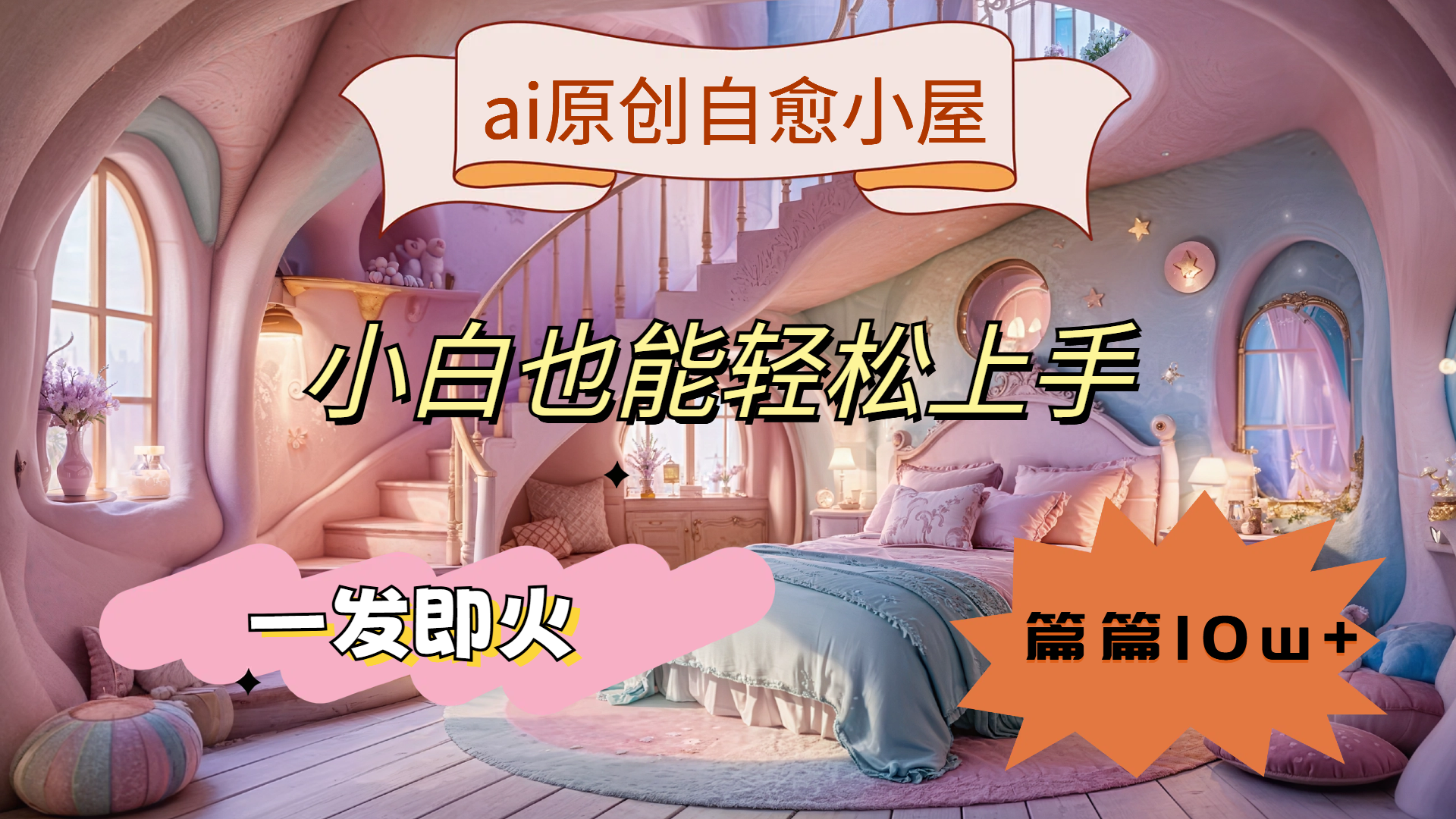 ai原创治愈小屋，小白也能轻松上手，一发即火，篇篇10w+-晴沐网创  