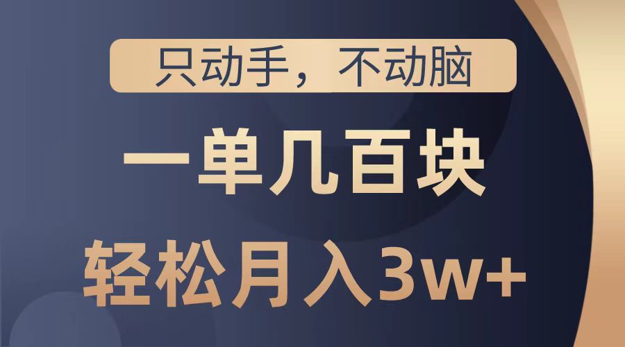 只动手不动脑，一单几百块，轻松月入2w+，看完就能直接操作，详细教程-晴沐网创  