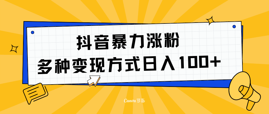 抖音暴力涨粉：多方式变现 日入100+-晴沐网创  