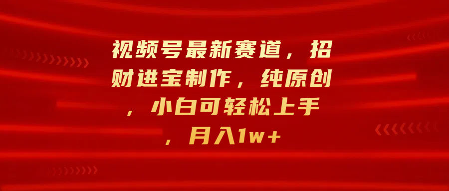 视频号最新赛道，招财进宝制作，纯原创，小白可轻松上手，月入1w+-晴沐网创  