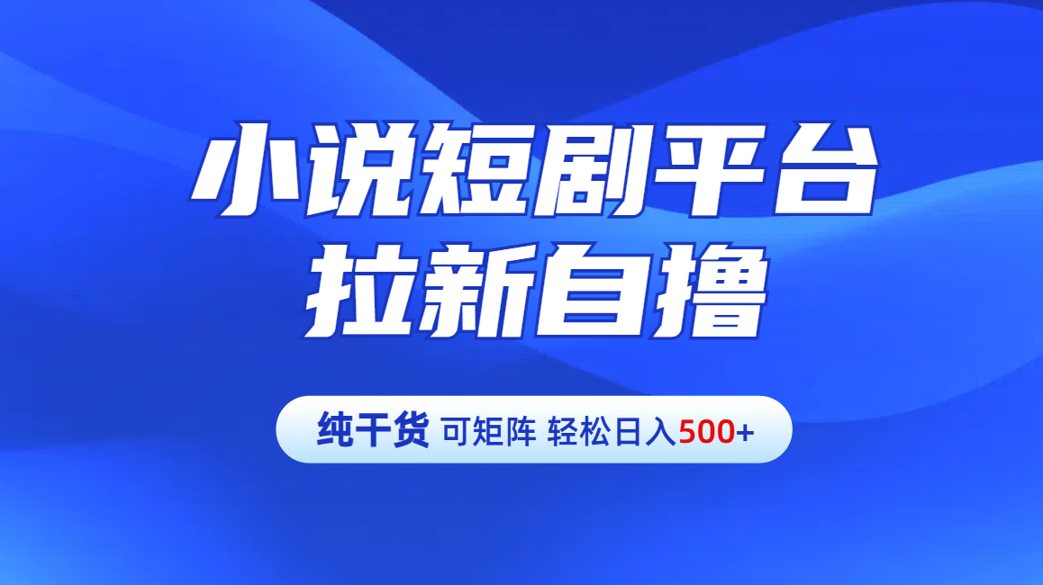 【纯干货】小说短剧平台拉新自撸玩法详解-单人轻松日入500+-晴沐网创  