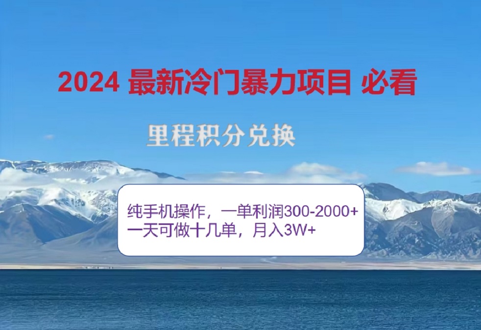 2024惊爆冷门暴利！出行高峰来袭，里程积分，高爆发期，一单300+—2000+，月入过万不是梦！-晴沐网创  