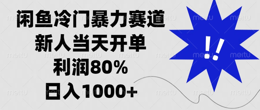 闲鱼冷门暴力赛道，利润80%，日入1000+新人当天开单，-晴沐网创  