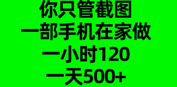 你只管截图，一部手机在家做，一小时120，一天500+-晴沐网创  